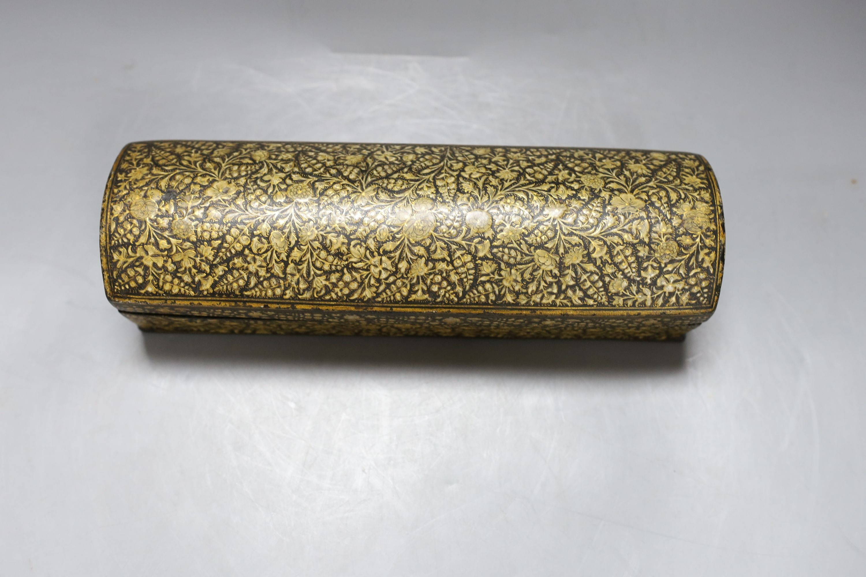 A 19th century Persian painted papier mache scribe's box - 26cm long